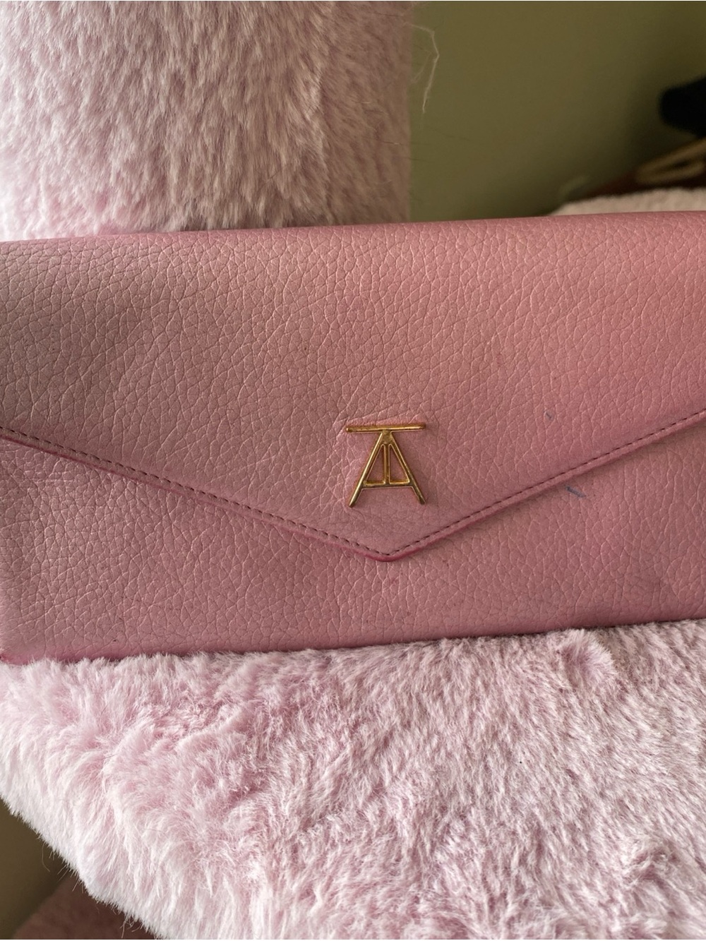 T. Anthony Monogram Pink Envelope Wallet with Snap Closure